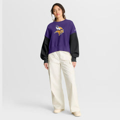 Minnesota Vikings Women's Oversized Color-Block Pullover Sweatshirt Purple