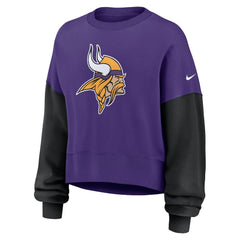 Minnesota Vikings Women's Oversized Color-Block Pullover Sweatshirt Purple