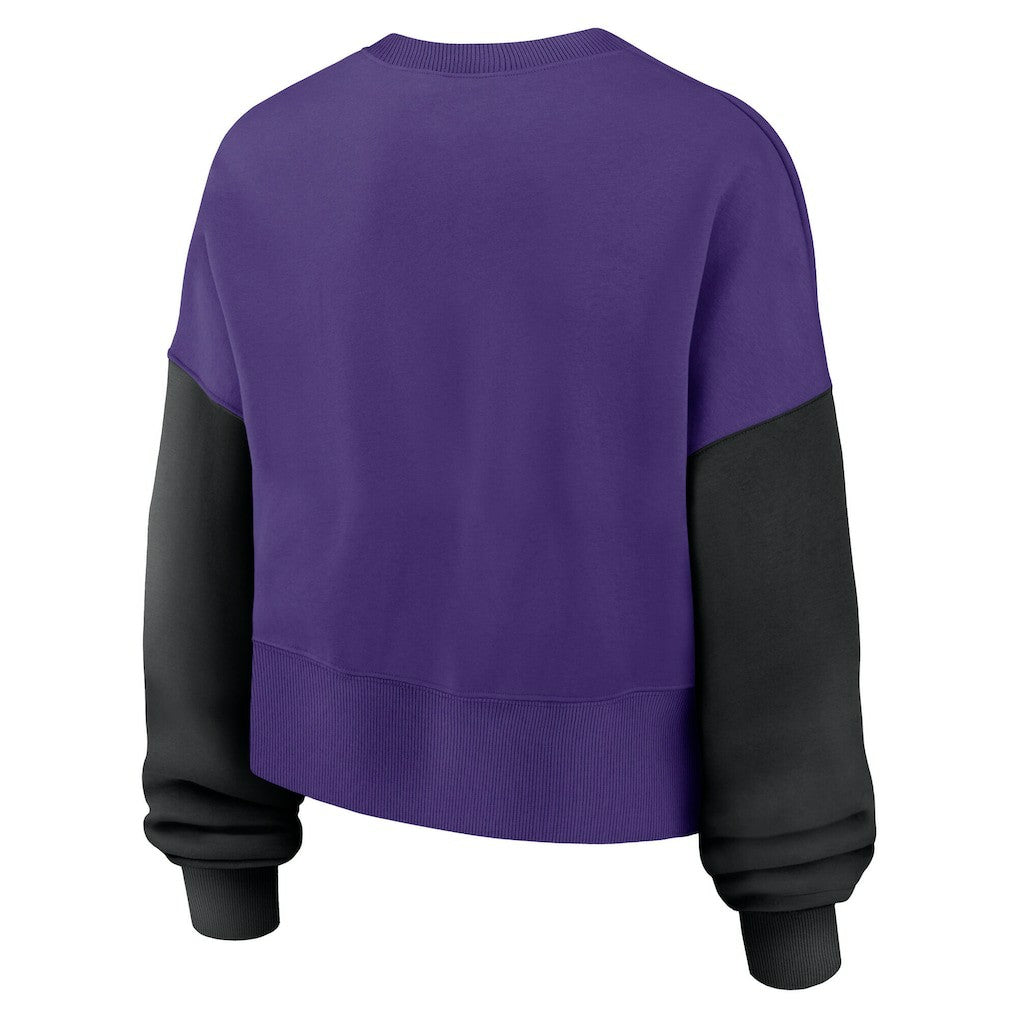 Minnesota Vikings Women's Oversized Color-Block Pullover Sweatshirt Purple