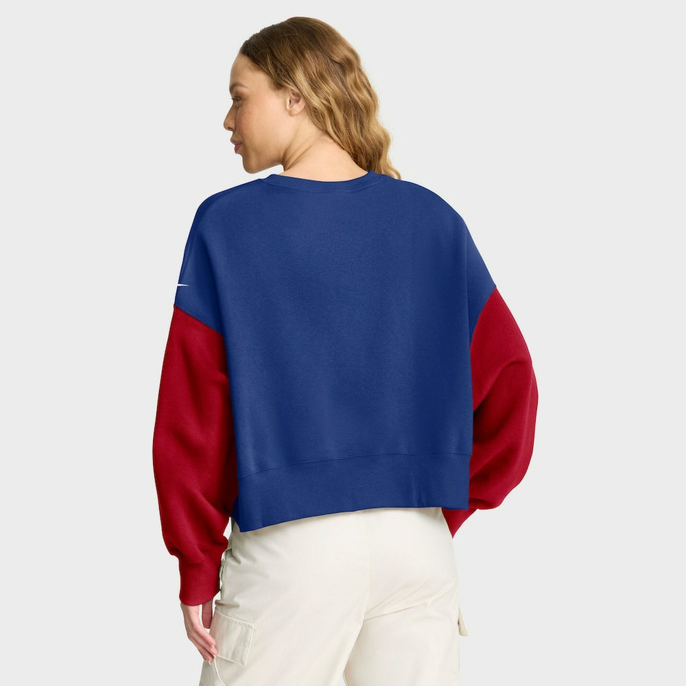 New York Giants Women's Oversized Color-Block Pullover Sweatshirt Royal