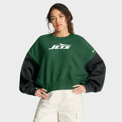 New York Jets Women's Oversized Color-Block Pullover Sweatshirt Green