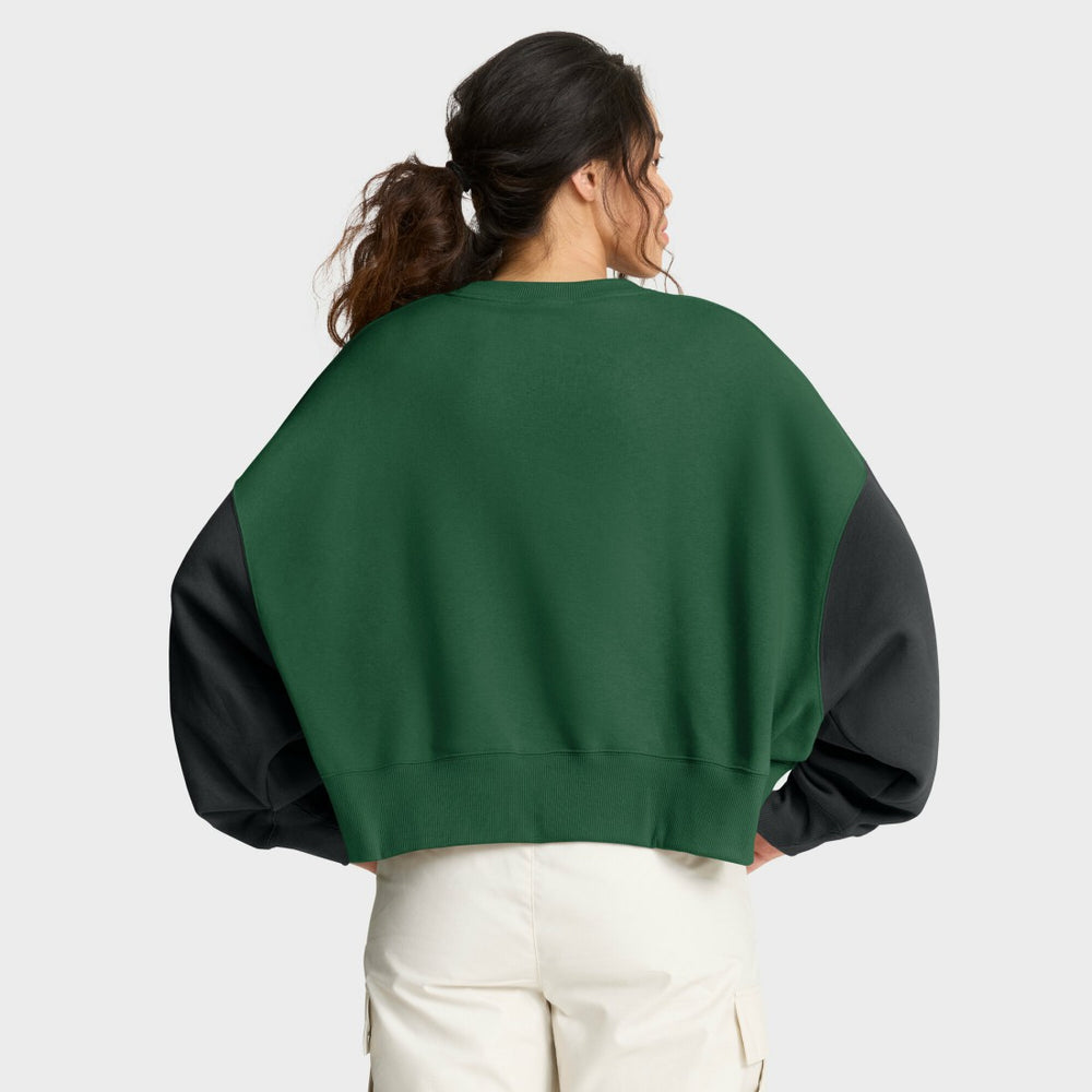 New York Jets Women's Oversized Color-Block Pullover Sweatshirt Green