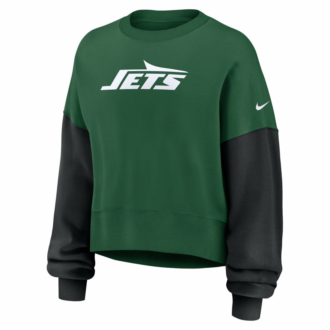 New York Jets Women's Oversized Color-Block Pullover Sweatshirt Green