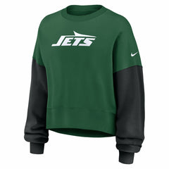 New York Jets Women's Oversized Color-Block Pullover Sweatshirt Green