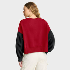 San Francisco 49ers Women's Oversized Color-Block Pullover Sweatshirt Scarlet