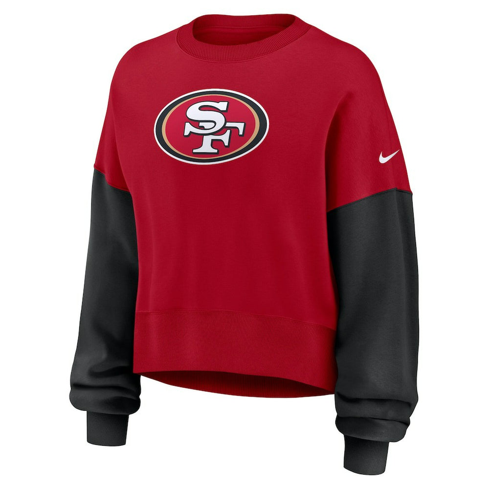San Francisco 49ers Women's Oversized Color-Block Pullover Sweatshirt Scarlet