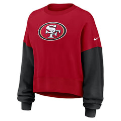 San Francisco 49ers Women's Oversized Color-Block Pullover Sweatshirt Scarlet