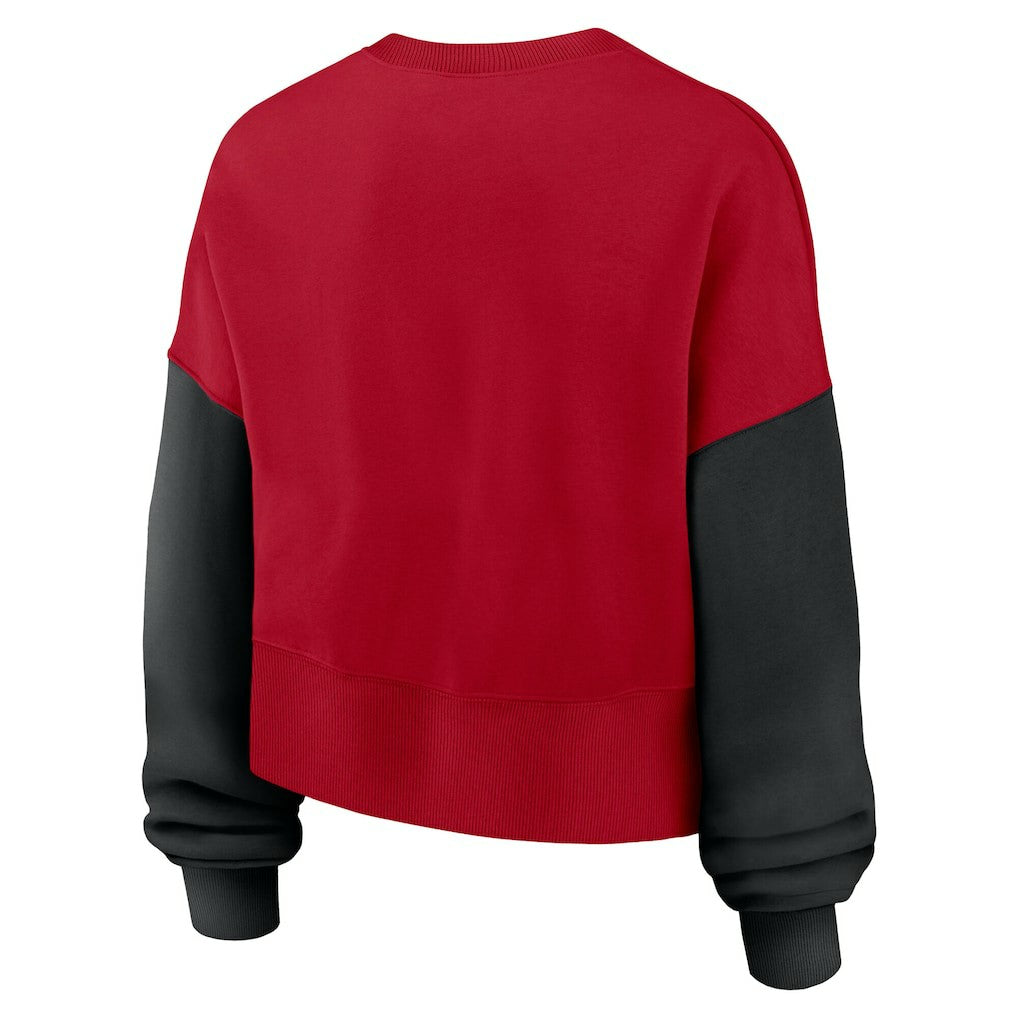 San Francisco 49ers Women's Oversized Color-Block Pullover Sweatshirt Scarlet