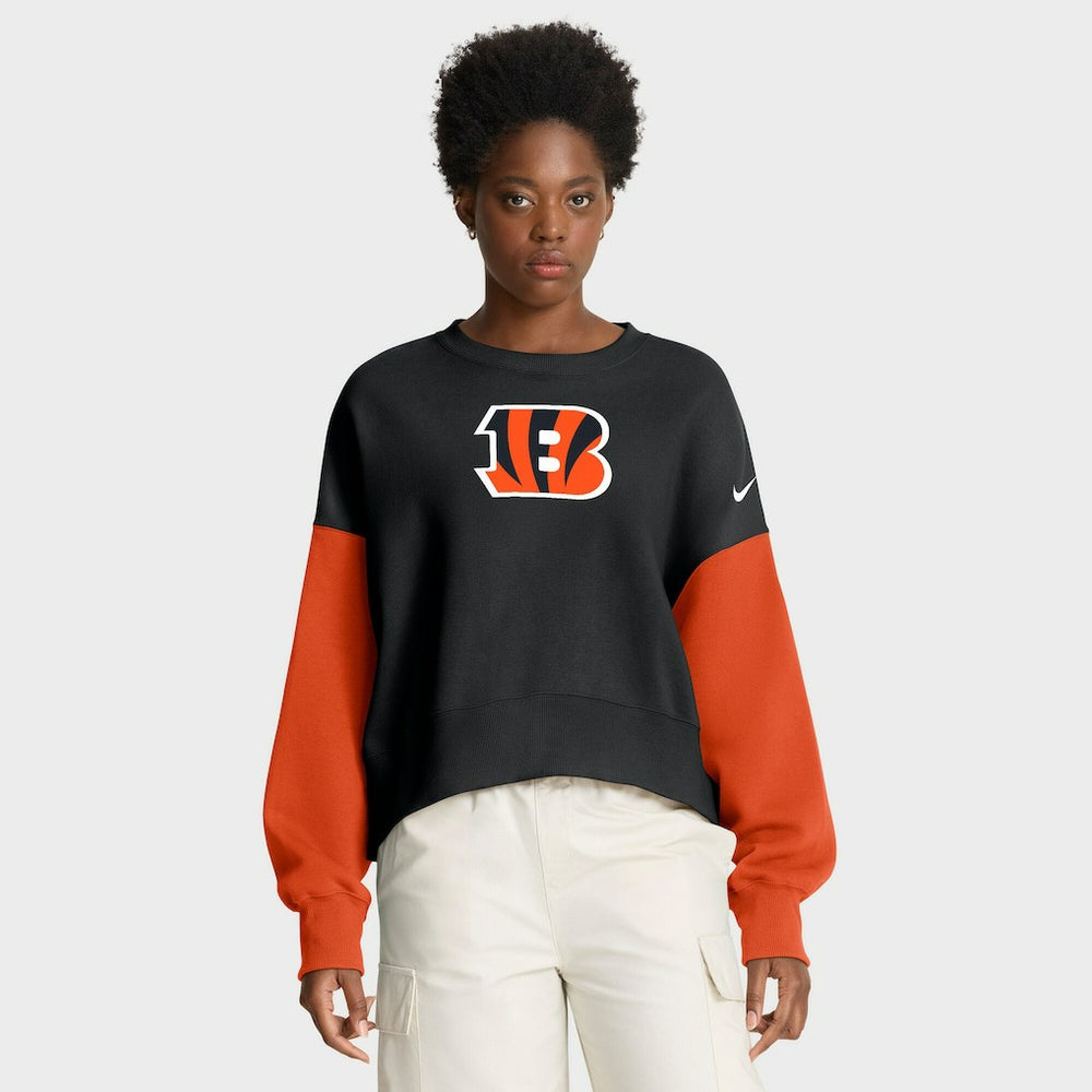 Cincinnati Bengals Women's Oversized Color-Block Pullover Sweatshirt Black