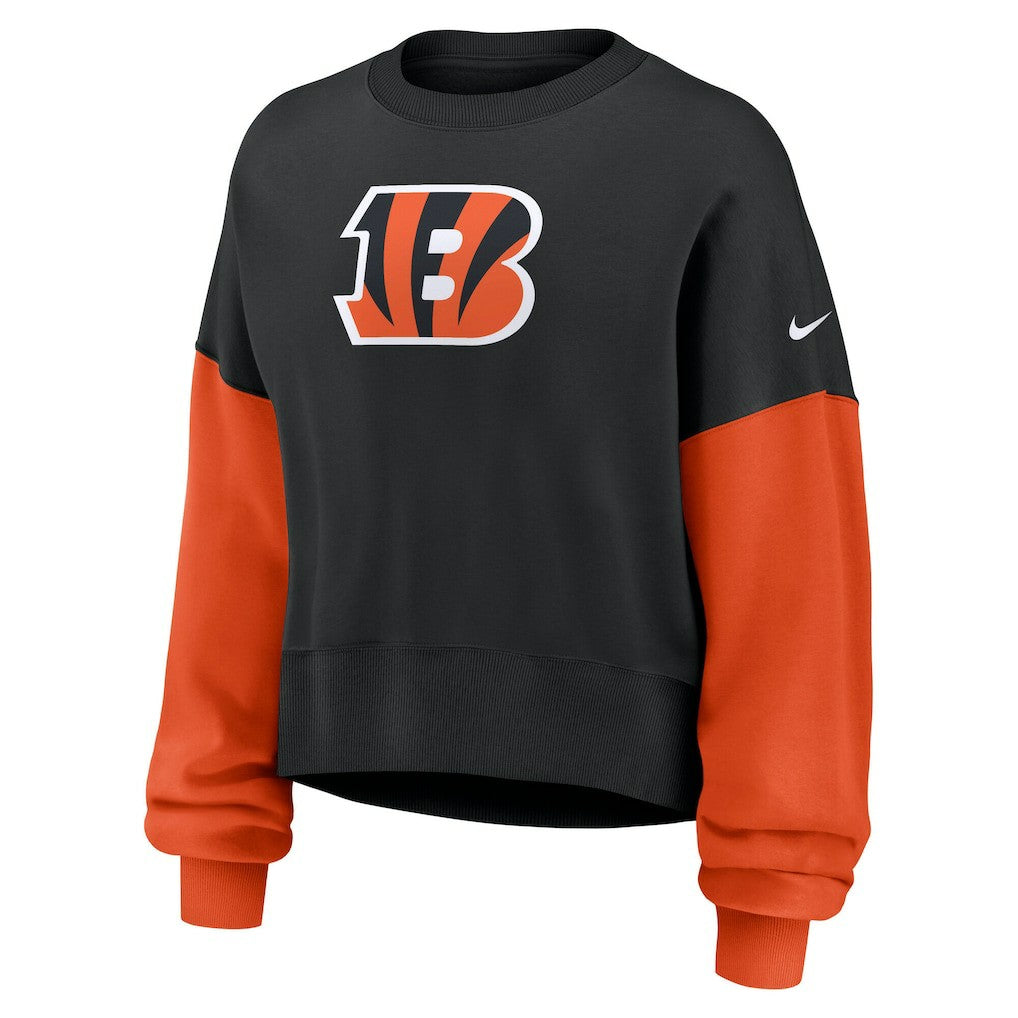 Cincinnati Bengals Women's Oversized Color-Block Pullover Sweatshirt Black