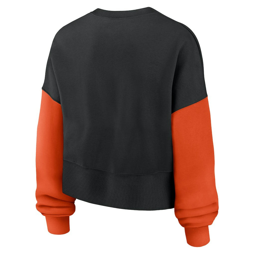 Cincinnati Bengals Women's Oversized Color-Block Pullover Sweatshirt Black