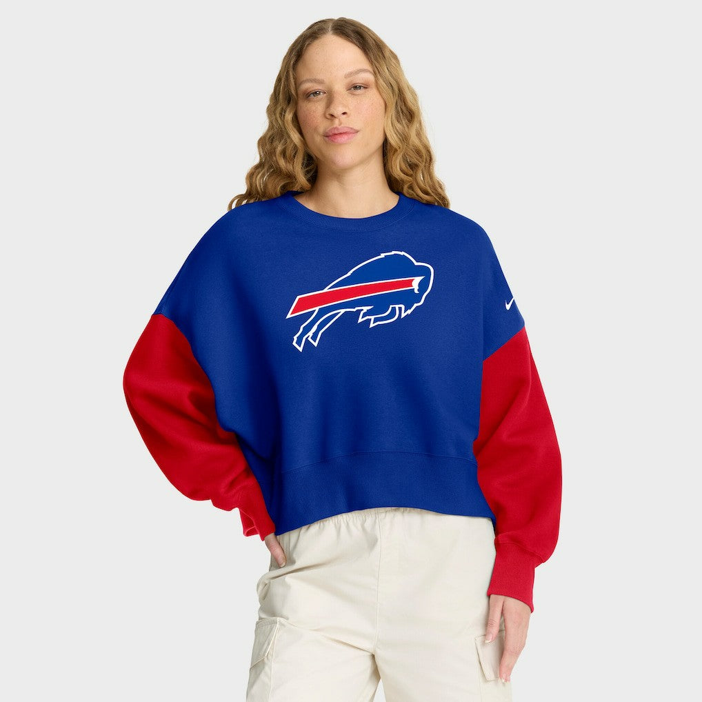 Buffalo Bills Women's Oversized Color-Block Pullover Sweatshirt Royal