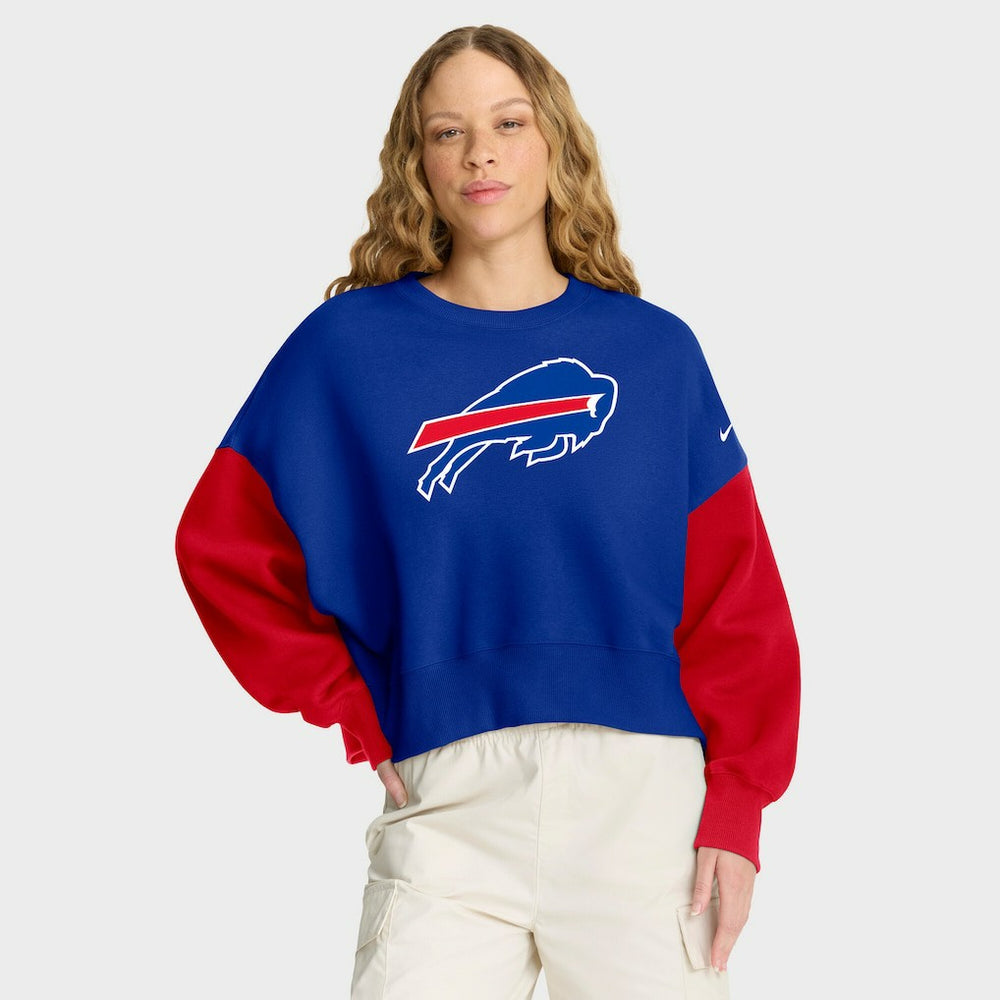 Buffalo Bills Women's Oversized Color-Block Pullover Sweatshirt Royal