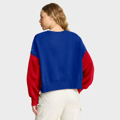 Buffalo Bills Women's Oversized Color-Block Pullover Sweatshirt Royal