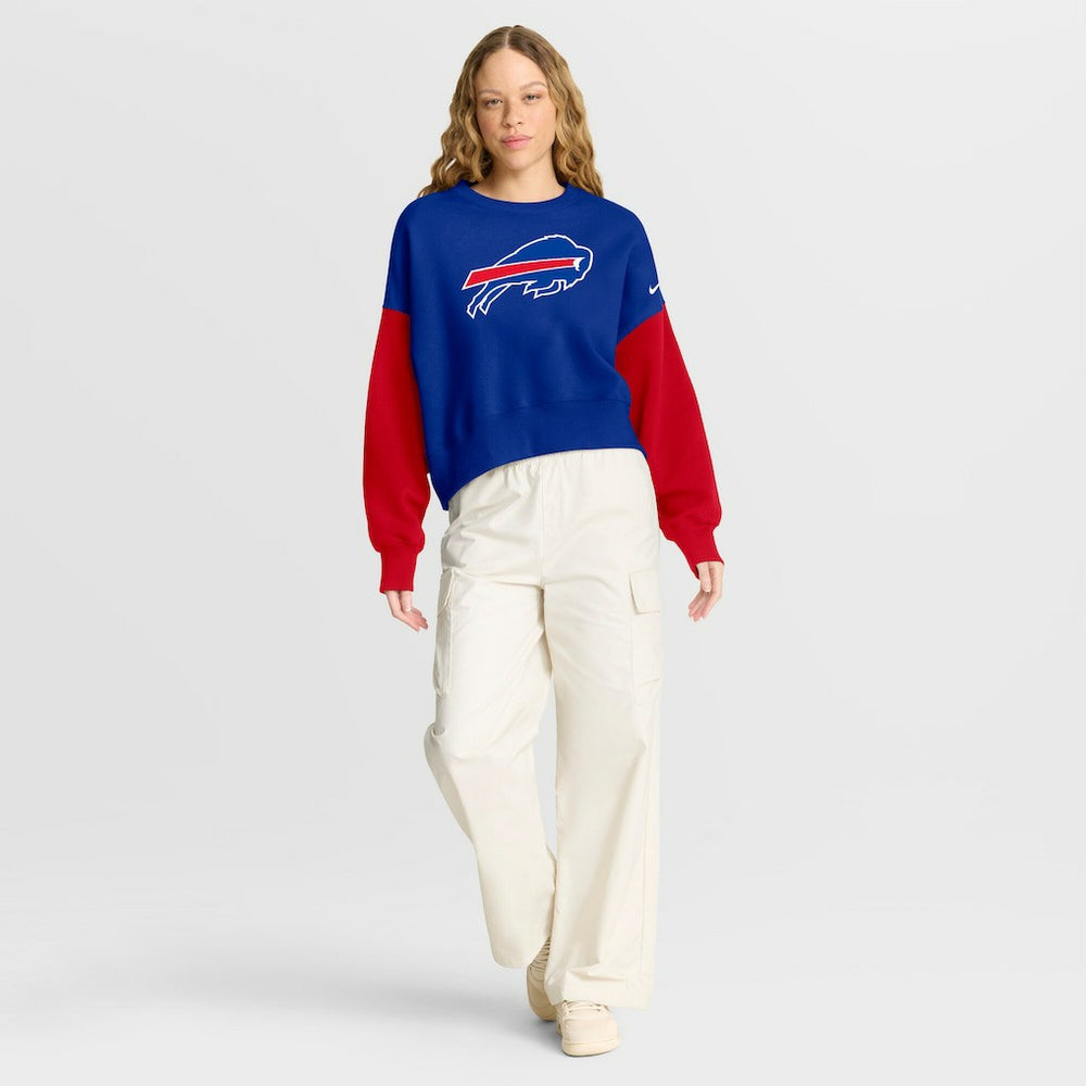 Buffalo Bills Women's Oversized Color-Block Pullover Sweatshirt Royal