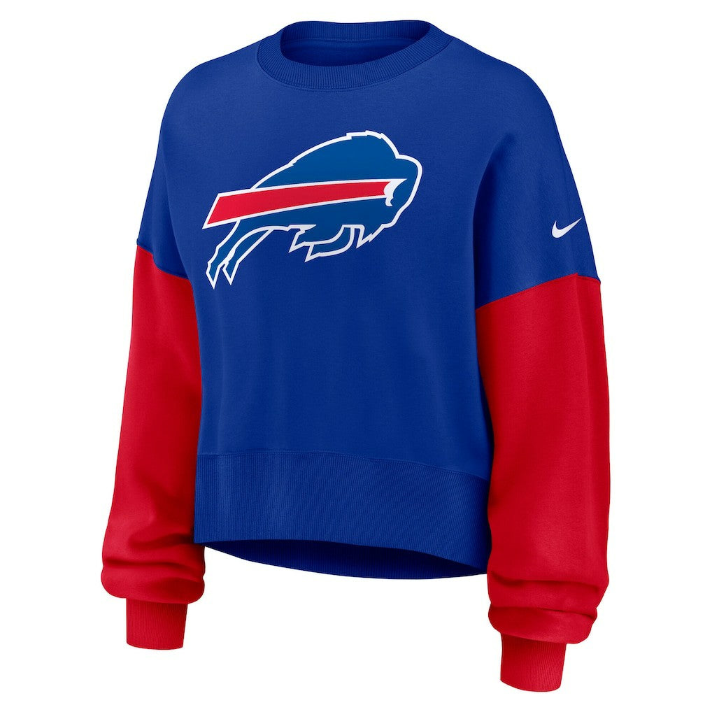 Buffalo Bills Women's Oversized Color-Block Pullover Sweatshirt Royal