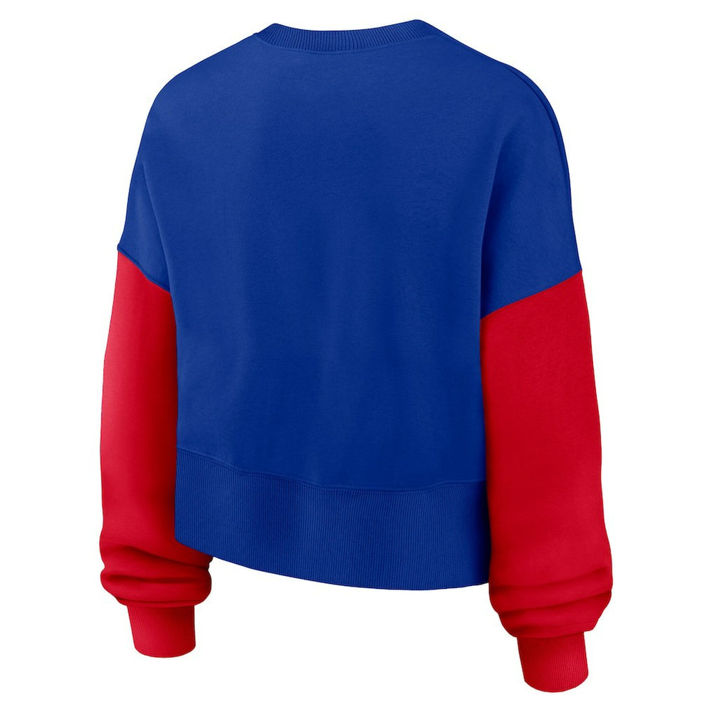 Buffalo Bills Women's Oversized Color-Block Pullover Sweatshirt Royal