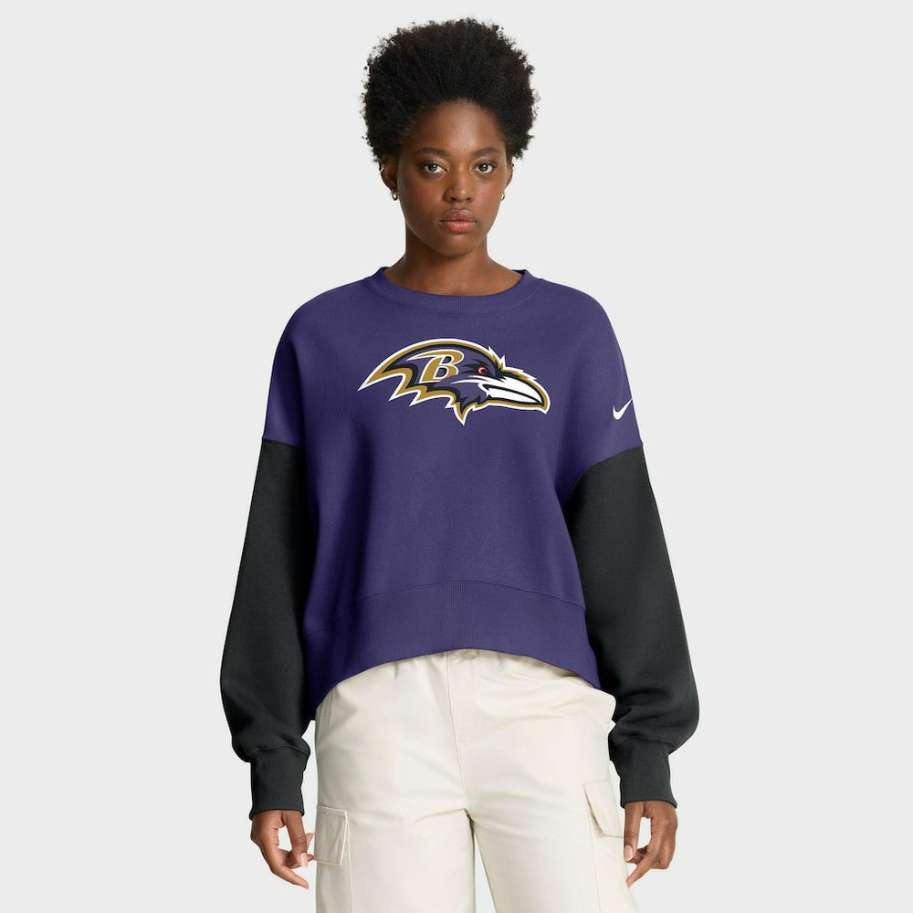Baltimore Ravens Women's Oversized Color-Block Pullover Sweatshirt Purple