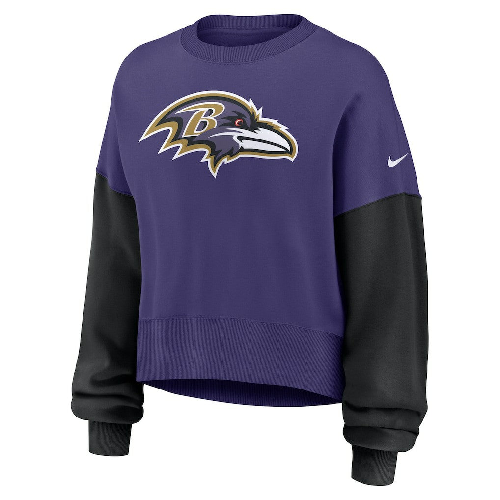 Baltimore Ravens Women's Oversized Color-Block Pullover Sweatshirt Purple