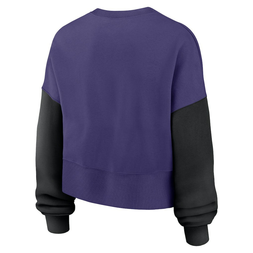 Baltimore Ravens Women's Oversized Color-Block Pullover Sweatshirt Purple