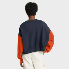 Chicago Bears Women's Oversized Color-Block Pullover Sweatshirt Navy