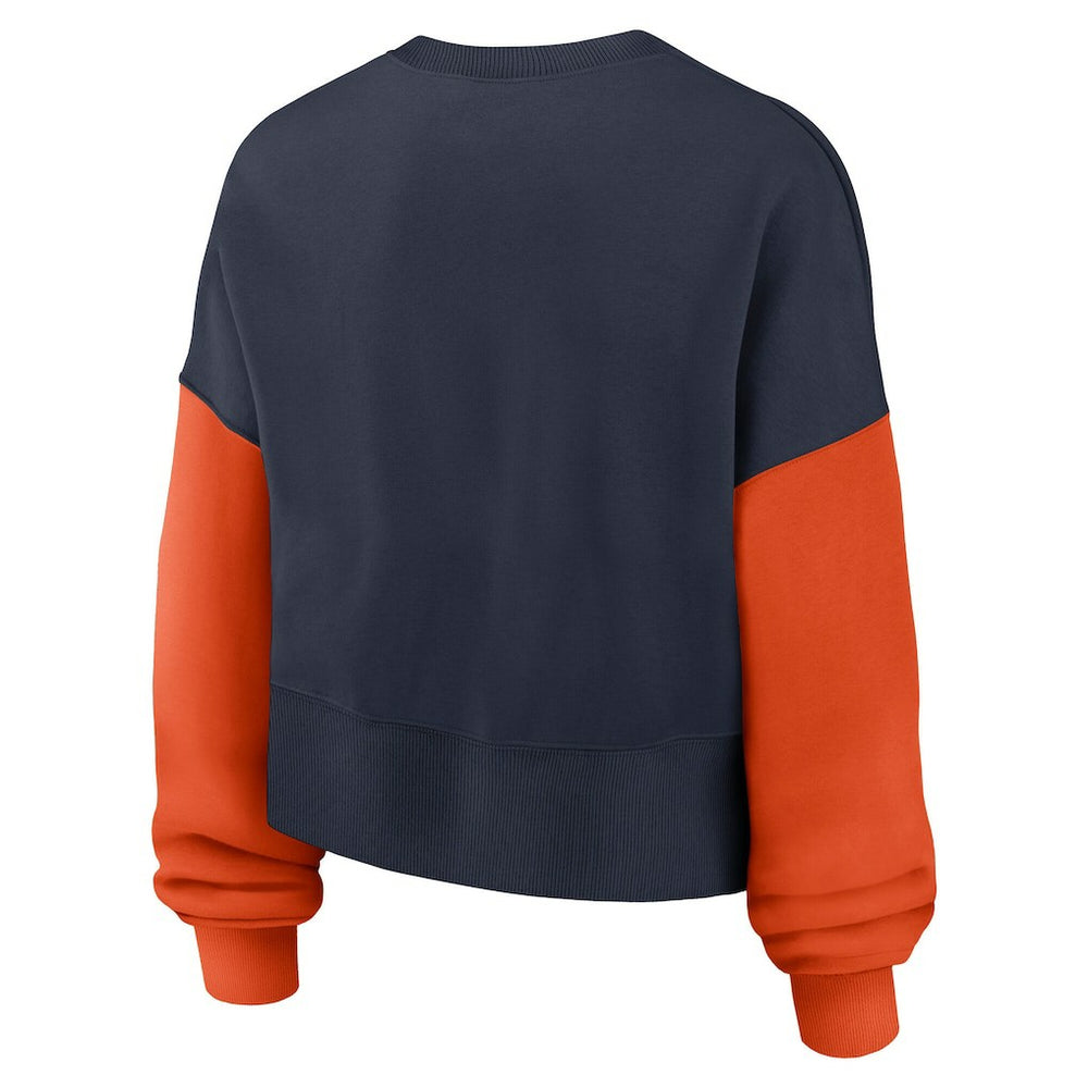 Chicago Bears Women's Oversized Color-Block Pullover Sweatshirt Navy
