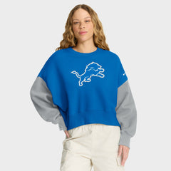 Detroit Lions Women's Oversized Color-Block Pullover Sweatshirt Blue