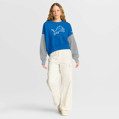 Detroit Lions Women's Oversized Color-Block Pullover Sweatshirt Blue