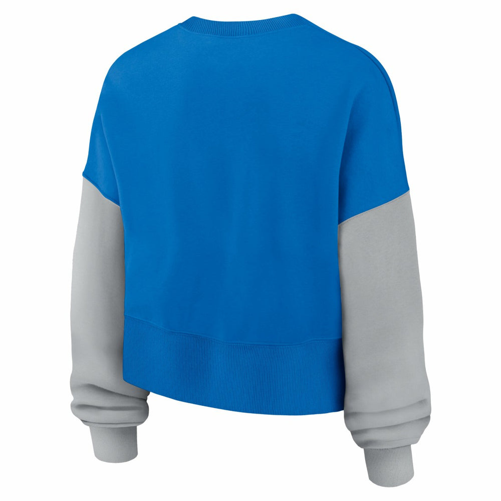 Detroit Lions Women's Oversized Color-Block Pullover Sweatshirt Blue