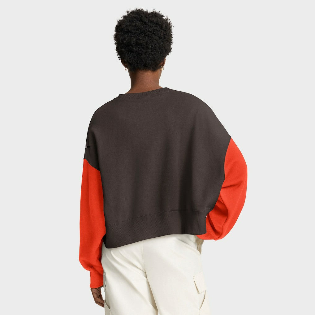 Cleveland Browns Women's Oversized Color-Block Pullover Sweatshirt Brown
