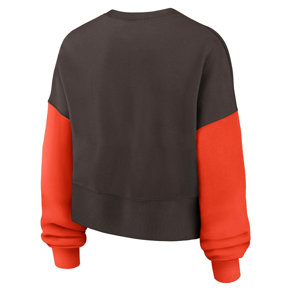 Cleveland Browns Women's Oversized Color-Block Pullover Sweatshirt Brown