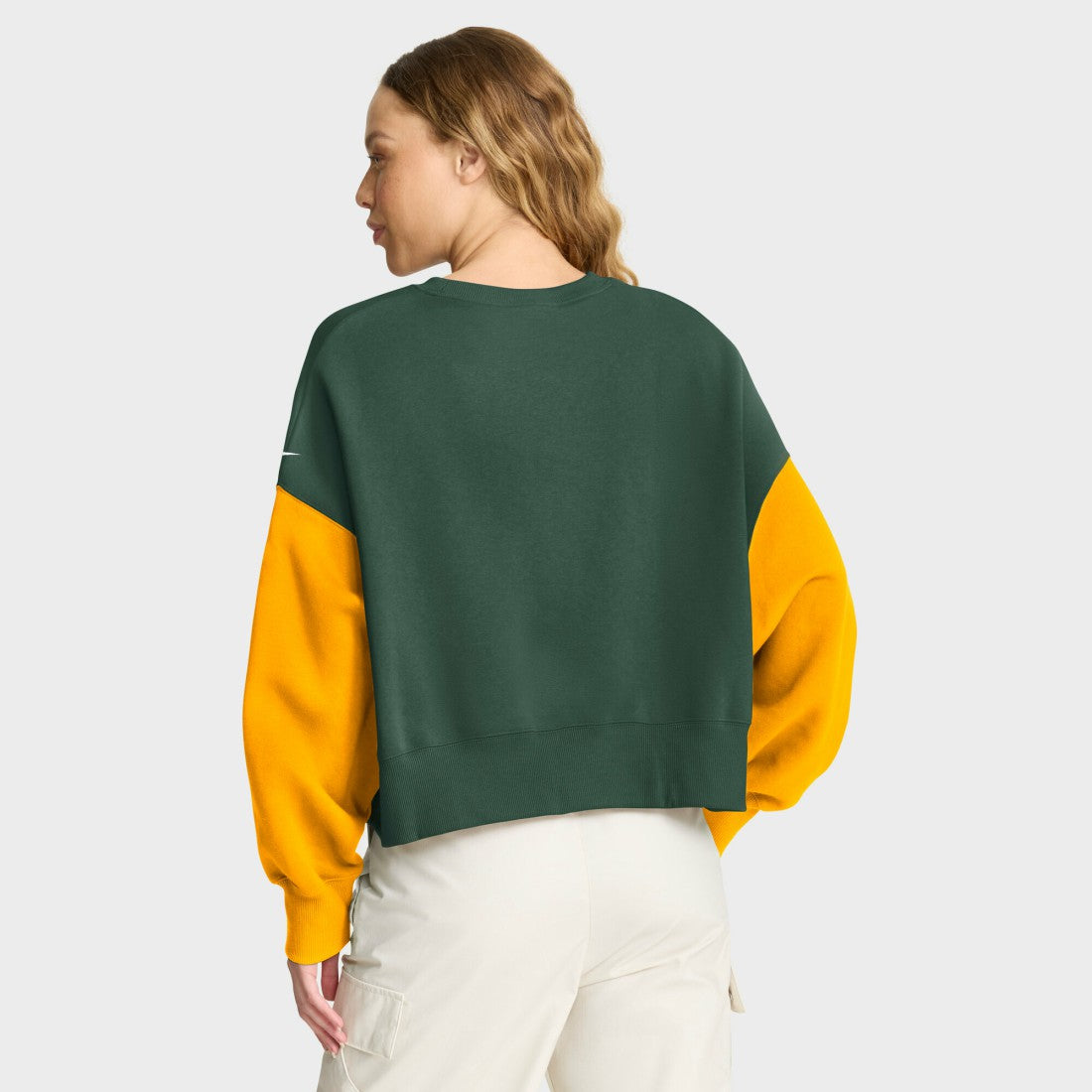 Green Bay Packers Women's Oversized Color-Block Pullover Sweatshirt Green