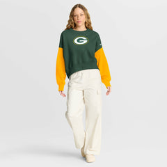 Green Bay Packers Women's Oversized Color-Block Pullover Sweatshirt Green