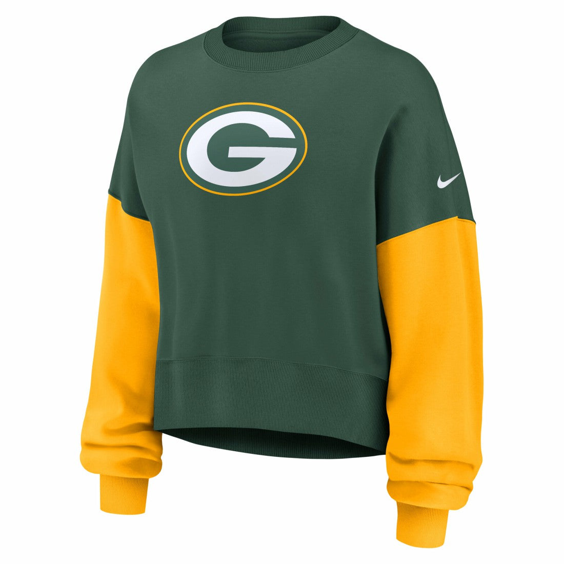 Green Bay Packers Women's Oversized Color-Block Pullover Sweatshirt Green