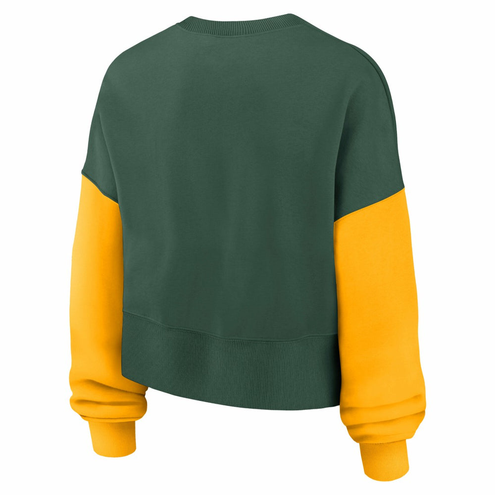 Green Bay Packers Women's Oversized Color-Block Pullover Sweatshirt Green