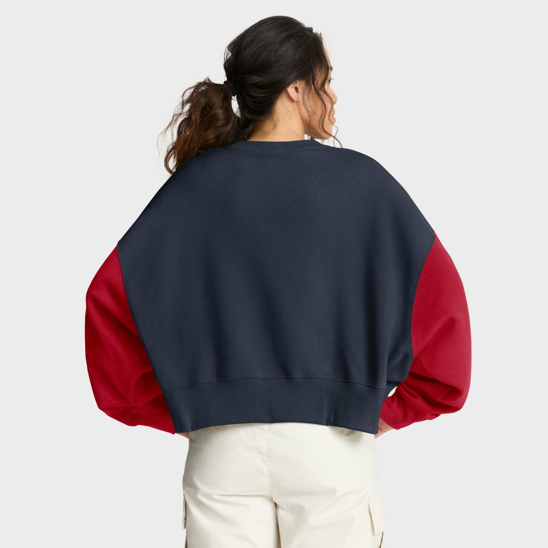 Houston Texans Women's Oversized Color-Block Pullover Sweatshirt Navy