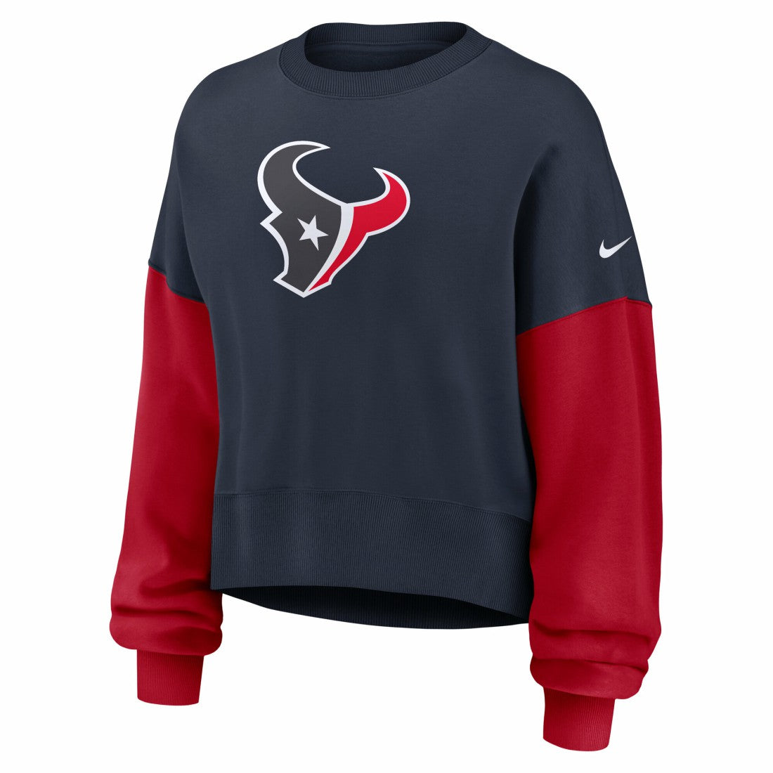 Houston Texans Women's Oversized Color-Block Pullover Sweatshirt Navy