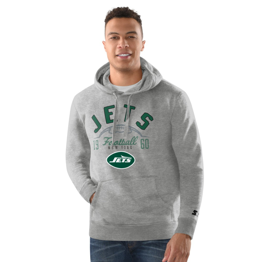 New York Jets Starter Pullover Hoodie Heather Gray