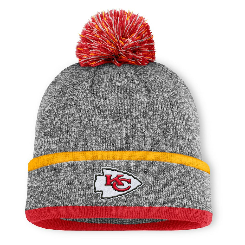 Kansas City Chiefs Motion Cuffed Knit Hat with Pom Heather Gray