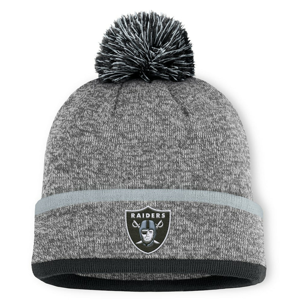 Las Vegas Raiders Motion Cuffed Knit Hat with Pom Heather Gray