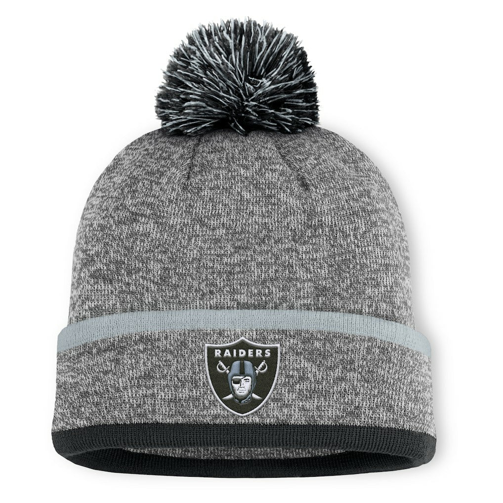 Las Vegas Raiders Motion Cuffed Knit Hat with Pom Heather Gray