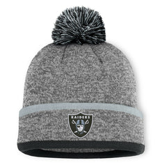 Las Vegas Raiders Motion Cuffed Knit Hat with Pom Heather Gray