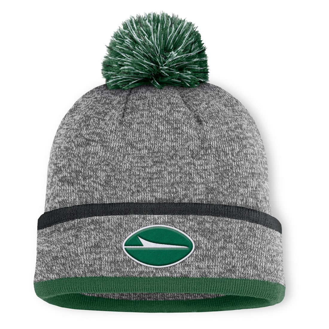 New York Jets Motion Cuffed Knit Hat with Pom Heather Gray