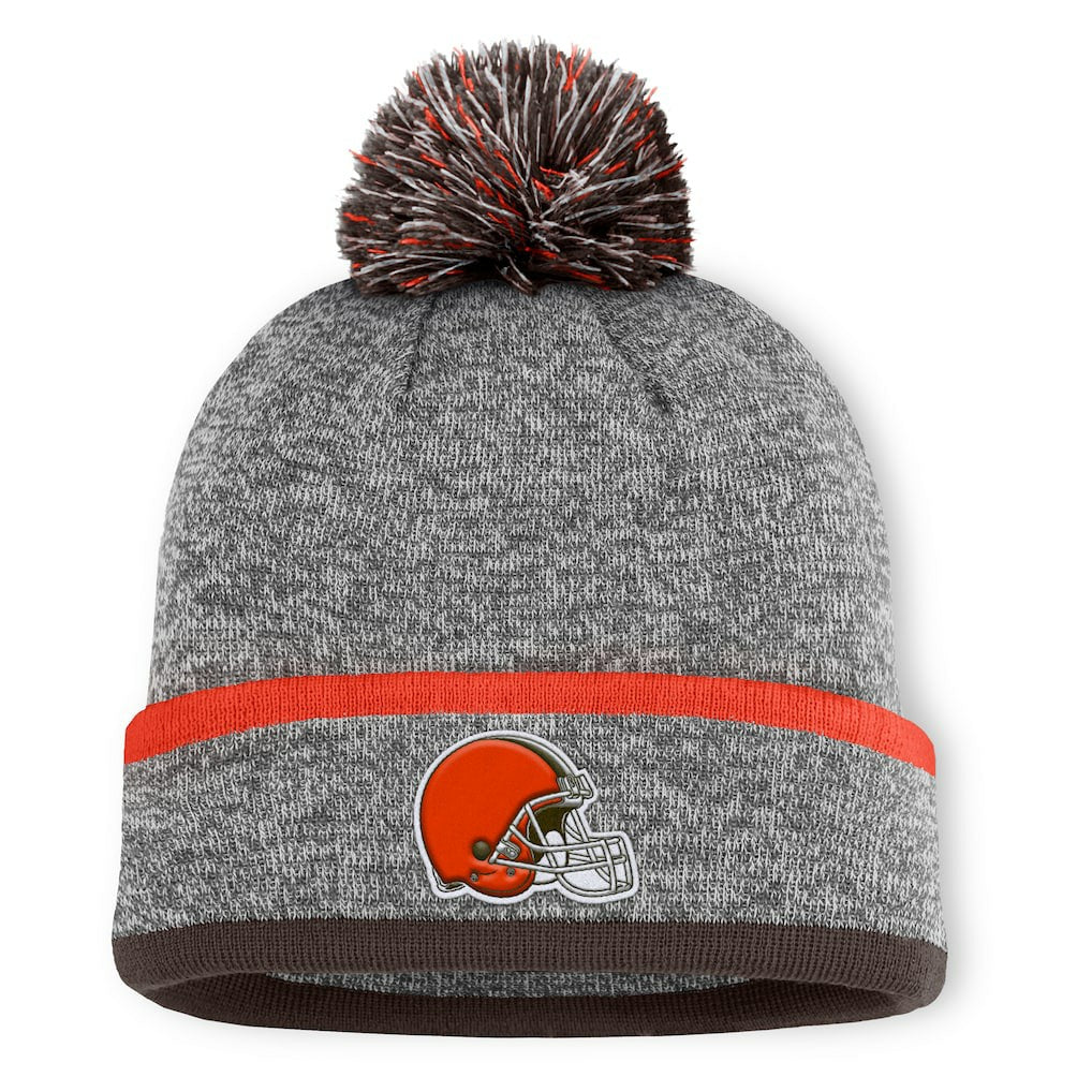 Cleveland Browns Motion Cuffed Knit Hat with Pom Heather Gray