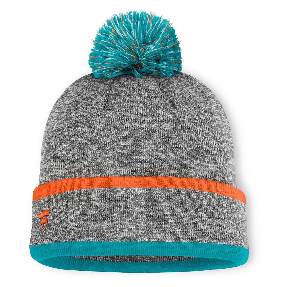 Miami Dolphins Motion Cuffed Knit Hat with Pom Heather Gray
