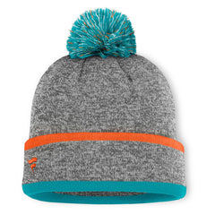 Miami Dolphins Motion Cuffed Knit Hat with Pom Heather Gray