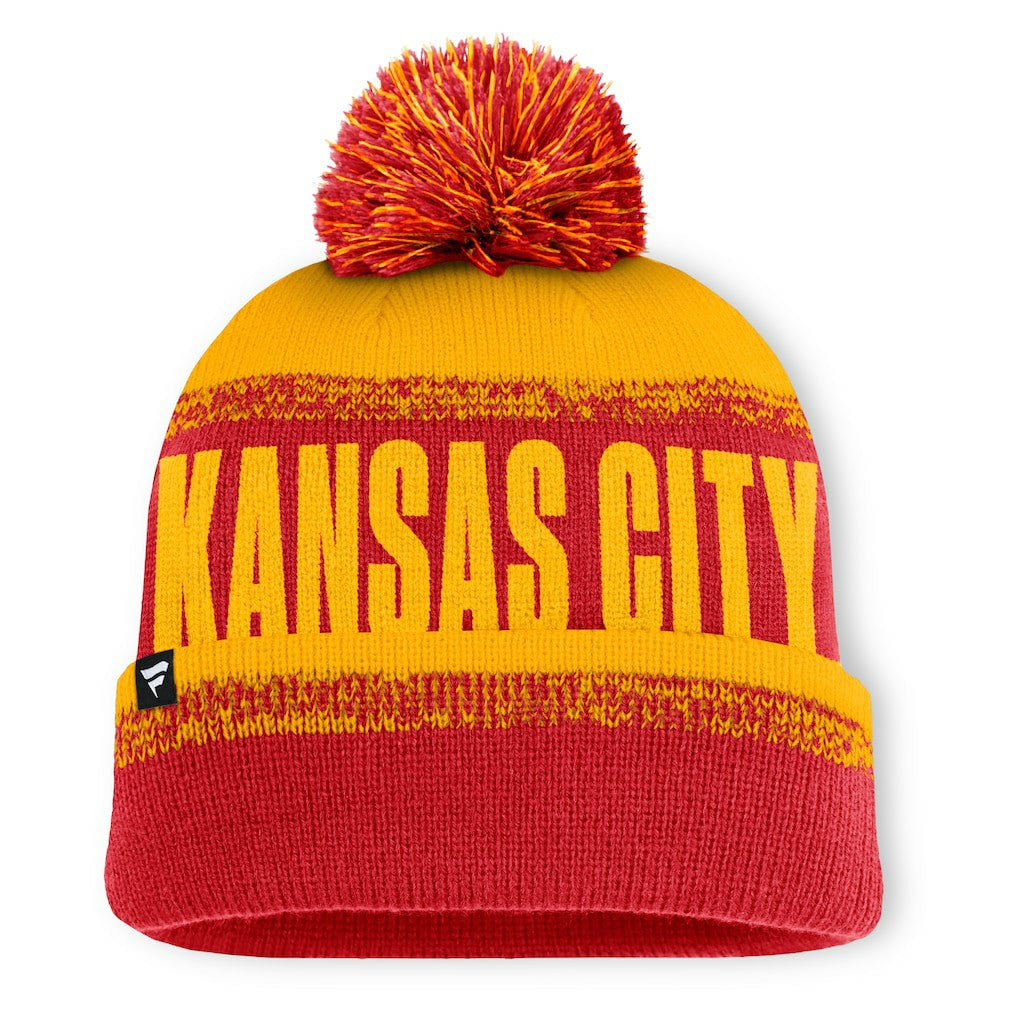 Kansas City Chiefs Play Action Cuffed Knit Hat with Pom Red/Gold