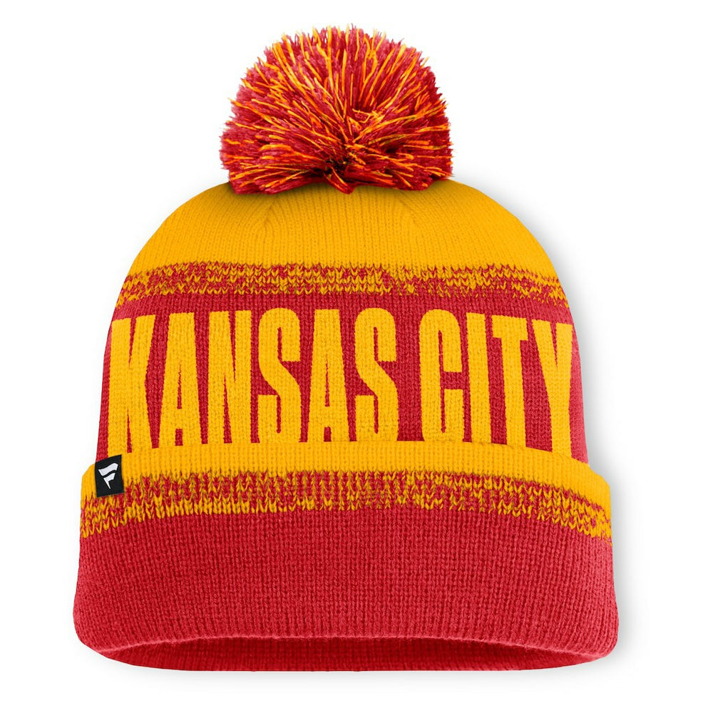 Kansas City Chiefs Play Action Cuffed Knit Hat with Pom Red/Gold