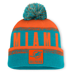 Miami Dolphins Play Action Cuffed Knit Hat with Pom Aqua/Orange