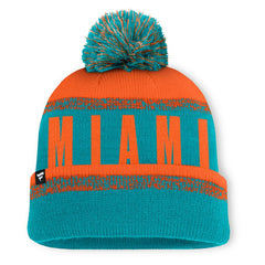 Miami Dolphins Play Action Cuffed Knit Hat with Pom Aqua/Orange